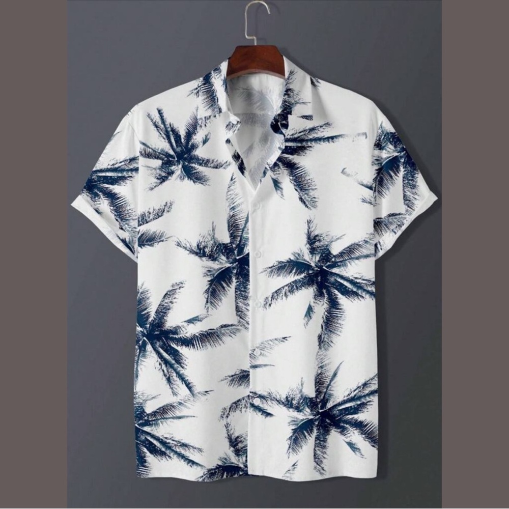 Manfinity Dauomo Men Summer Short Sleeve Tropical Print Shirt Size Lg
